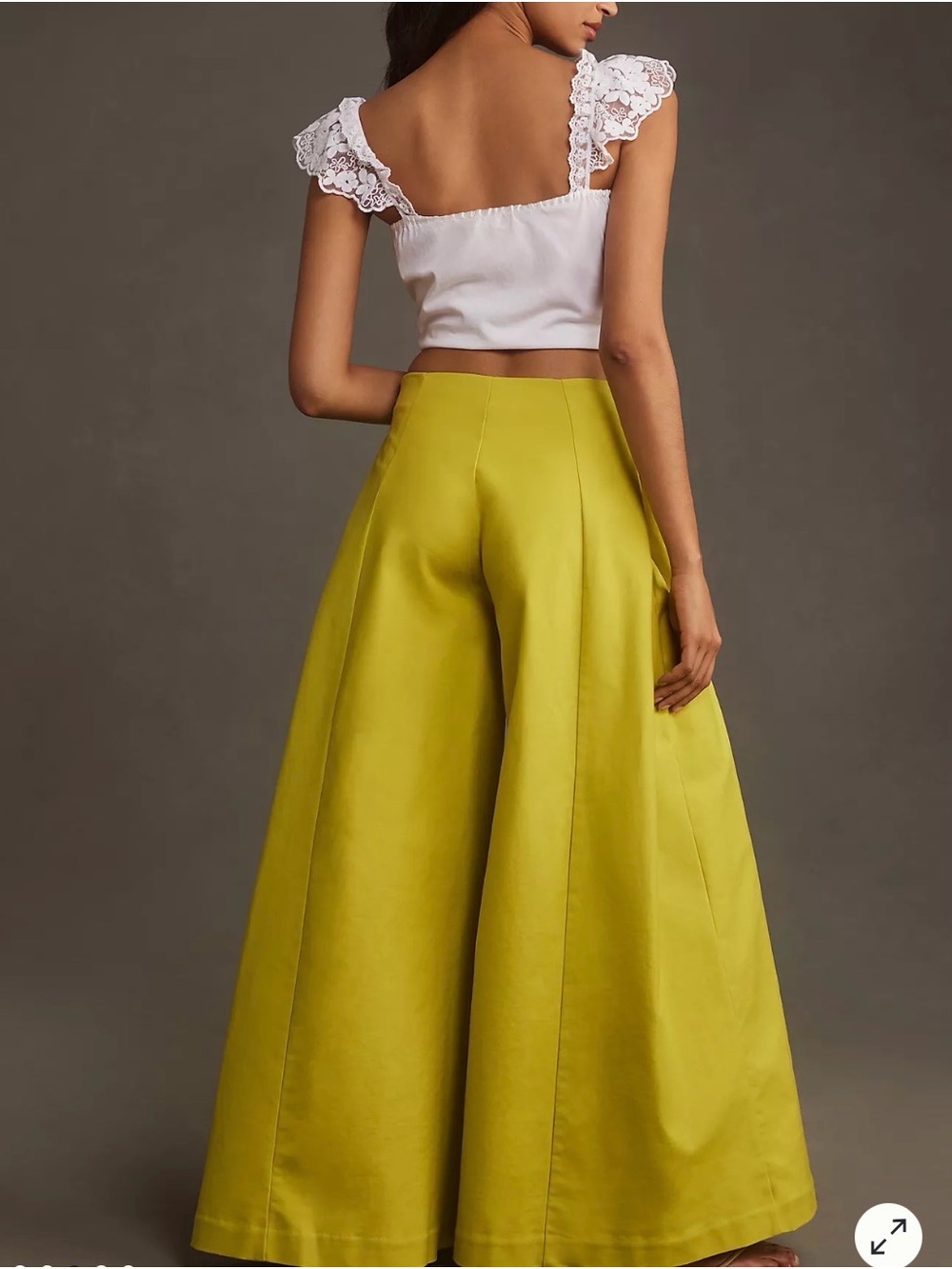 Anthropology Mauve High-Waist Wide Leg Pants in Mustard. Yellow/green - Picture 3 of 9
